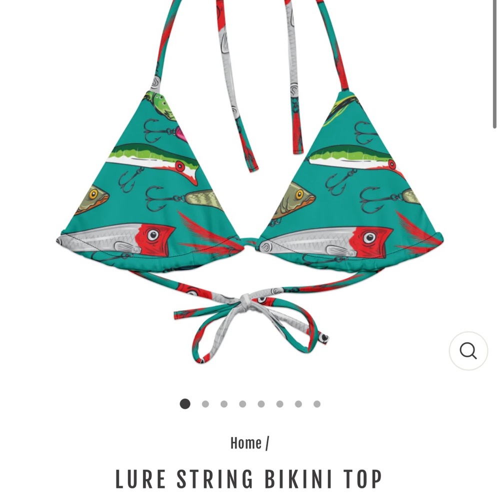 Teal Fish Lure String Bikini Top